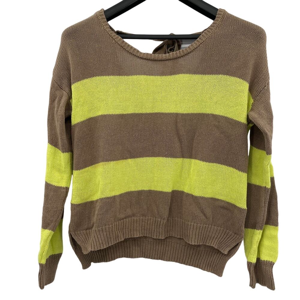 Edge Womens Cotton Pullover Knit Striped Long Sleeve Sweater